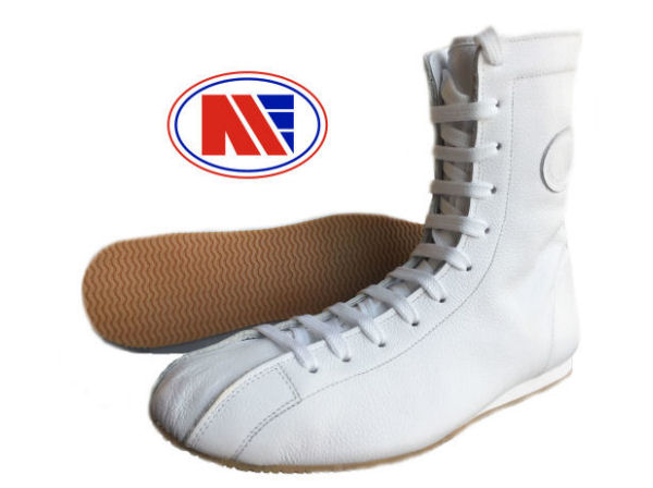 Main Event Vintage Old Skool Retro Boxing Boots White Leather